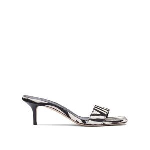 AEYDE Zebra Print Pony Hair Kitten Heel Mules Women BLACK Sandals